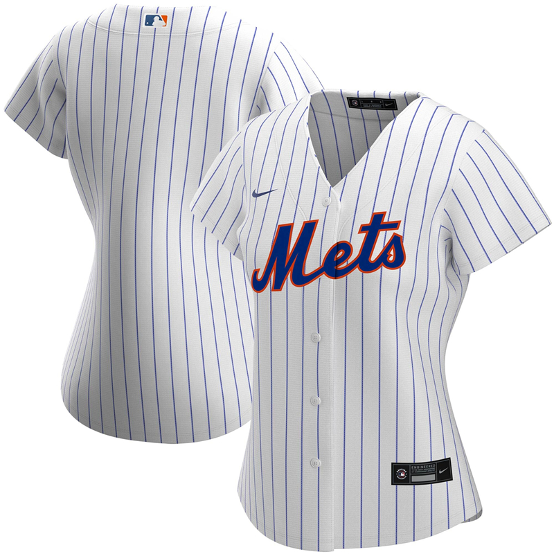 2020 MLB Women New York Mets Nike White Home 2020 Replica Team Jersey 1->women mlb jersey->Women Jersey